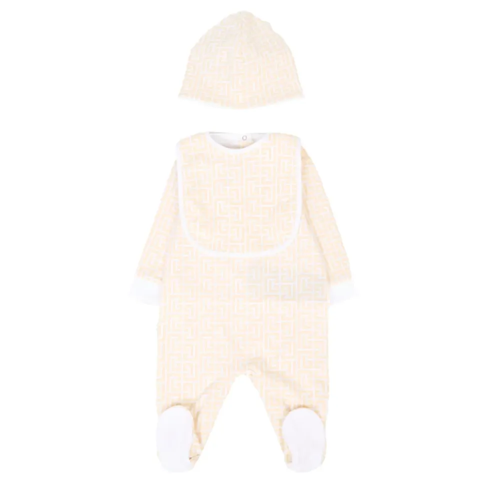 Beige Babygrow Hoed Slabbetje Set
