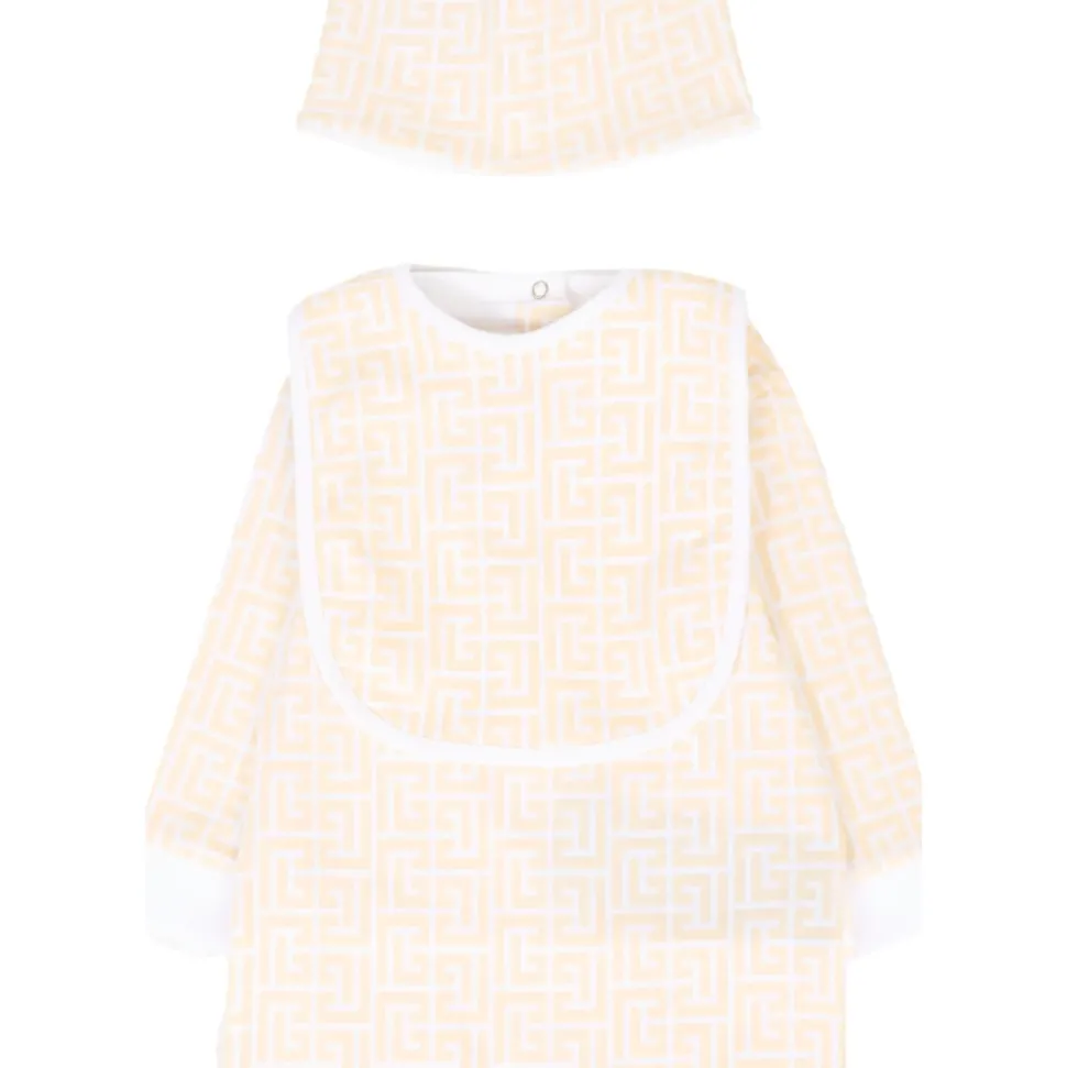 Beige Babygrow Hoed Slabbetje Set