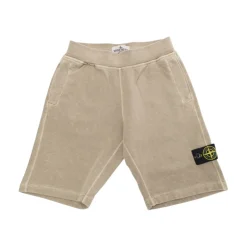 Beige Bermuda Shorts met Logo Patch