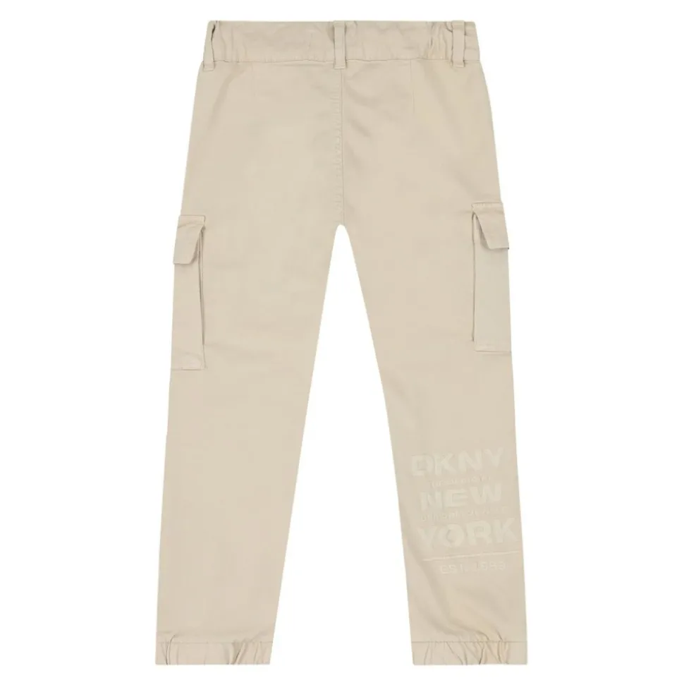 Beige Cargo Broek Elastische Taille