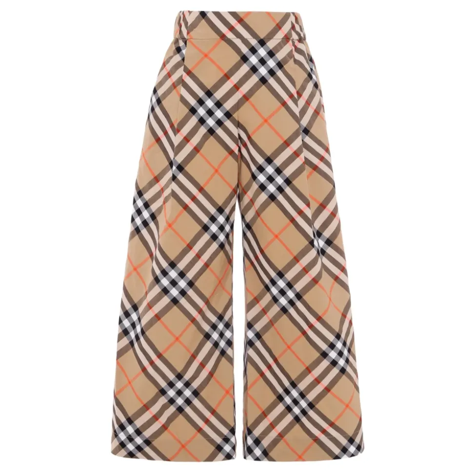 Beige Casual Broek met Vintage Check