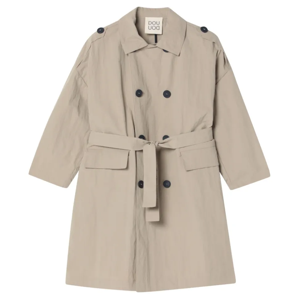 Beige Double-Breasted Jas