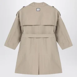 Beige Double-Breasted Jas