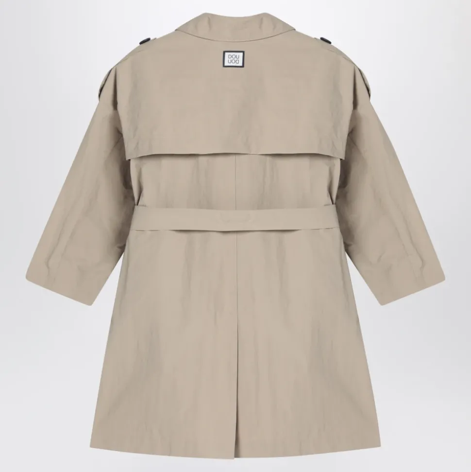 Beige Double-Breasted Jas