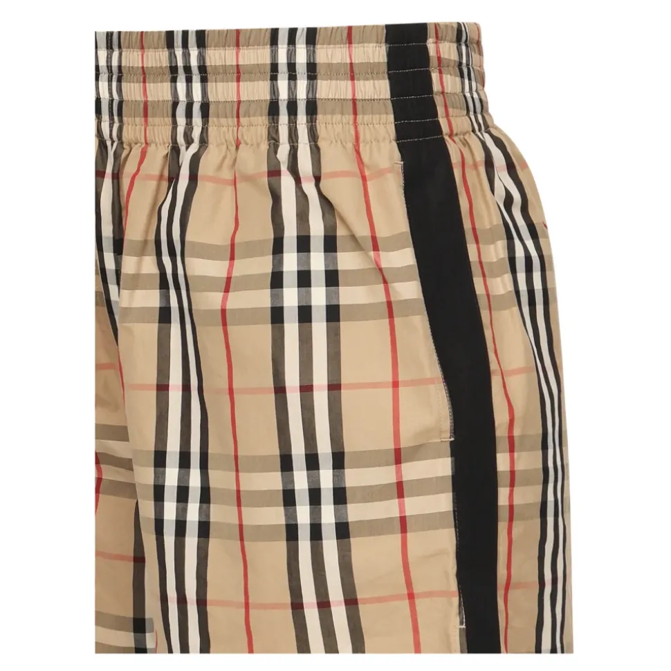 Beige Elastische Shorts met Zakken