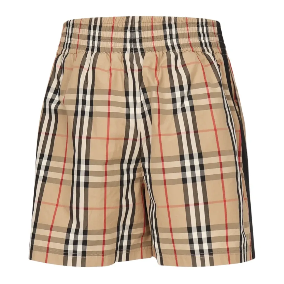 Beige Elastische Shorts met Zakken