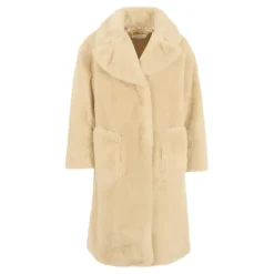 Beige Faux Fur Jas met Kraag