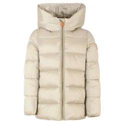 Beige Gewatteerd Donsjack met Capuchon