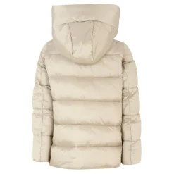 Beige Gewatteerd Donsjack met Capuchon