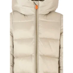 Beige Gewatteerd Donsjack met Capuchon