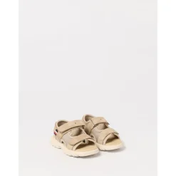 Beige Hook and Loop Sandalen