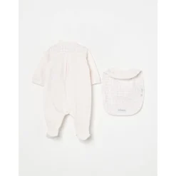 Beige Jumpsuit en Slabbetje Set