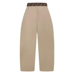 Beige Junior Broek met Bruine Elastische Tailleband