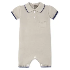 Beige Katoenen Romper met Applicatieknopen