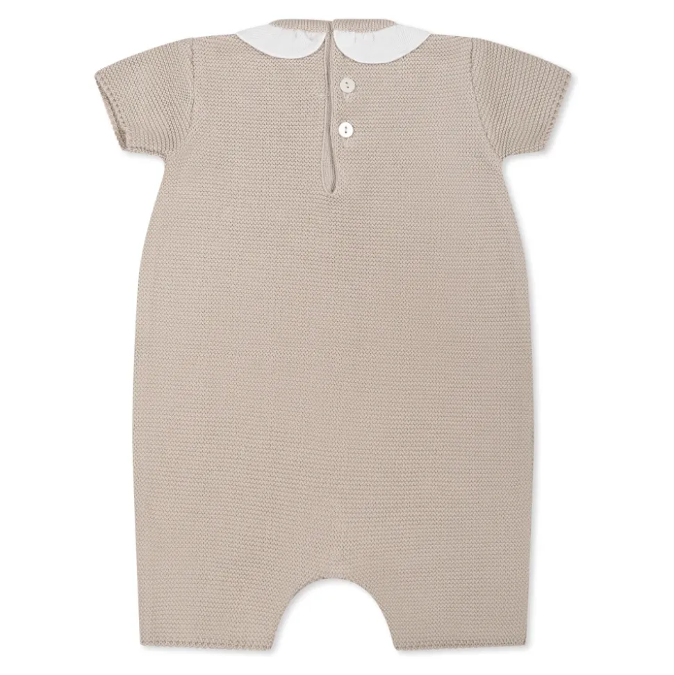 Beige Katoenen Romper met Ruche