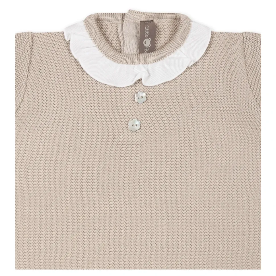 Beige Katoenen Romper met Ruche