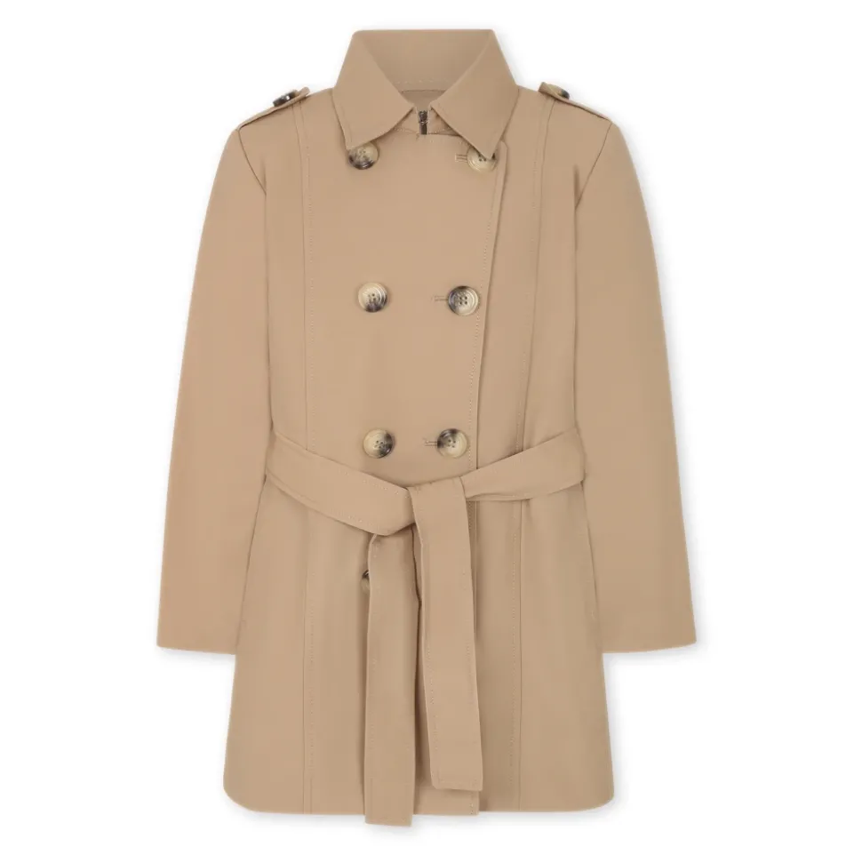 Beige Katoenen Trenchcoat met Riem