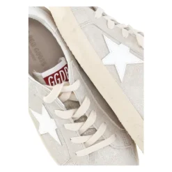 Beige Leren Sneakers met Sterdetail