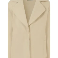 Beige Stoffen Jas met Reverskraag