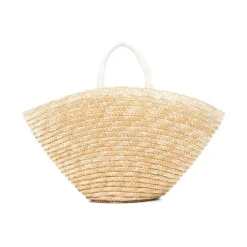 Beige Stro Tote Tas
