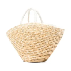 Beige Stro Tote Tas