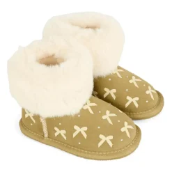 Beige Suède Enkellaarzen met Nepbont