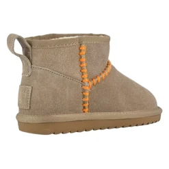 Beige Suède Wol Boot Slip-On