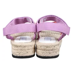 Beige Velcro Strap Sandalen met Lintlogo