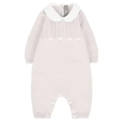 Beige Wol Romper met Peter Pan Kraag