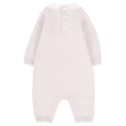 Beige Wol Romper met Peter Pan Kraag