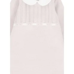 Beige Wol Romper met Peter Pan Kraag