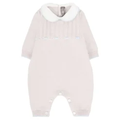 Beige wollen jumpsuit met Peter Pan-kraag