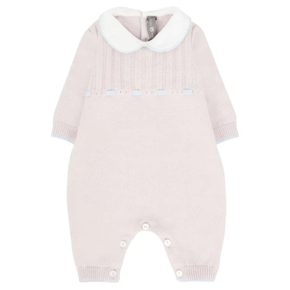 Beige wollen jumpsuit met Peter Pan-kraag