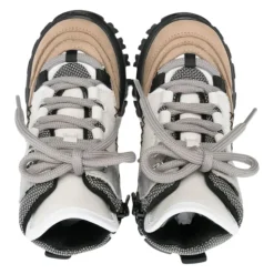 Beige/Grijze Kinderen Leren Enkellaarzen