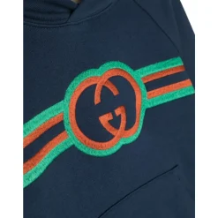 Blauw Gestreept Sweatshirt met Capuchon