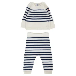 Blauw Gestreepte Wol Katoen Trui Broek