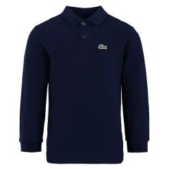 Blauw Katoen Piqué Polo met Lange Mouwen