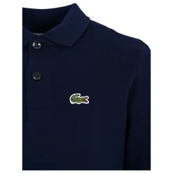 Blauw Katoen Piqué Polo met Lange Mouwen