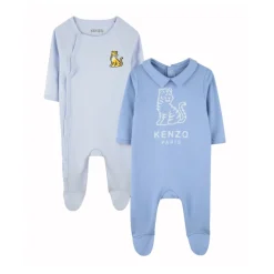Blauw Katoenen Babygrow Set met Tijger