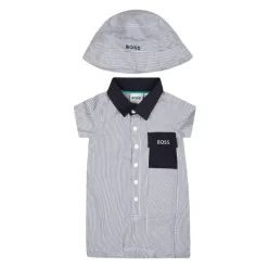 Blauw Katoenen Romper en Hoed Set