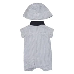 Blauw Katoenen Romper en Hoed Set