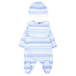 Blauw Katoenen Rompers Set met Chevron Patroon