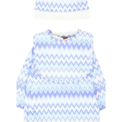 Blauw Katoenen Rompers Set met Chevron Patroon