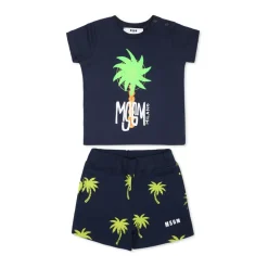 Blauw Kort Sportpak met Palmprint