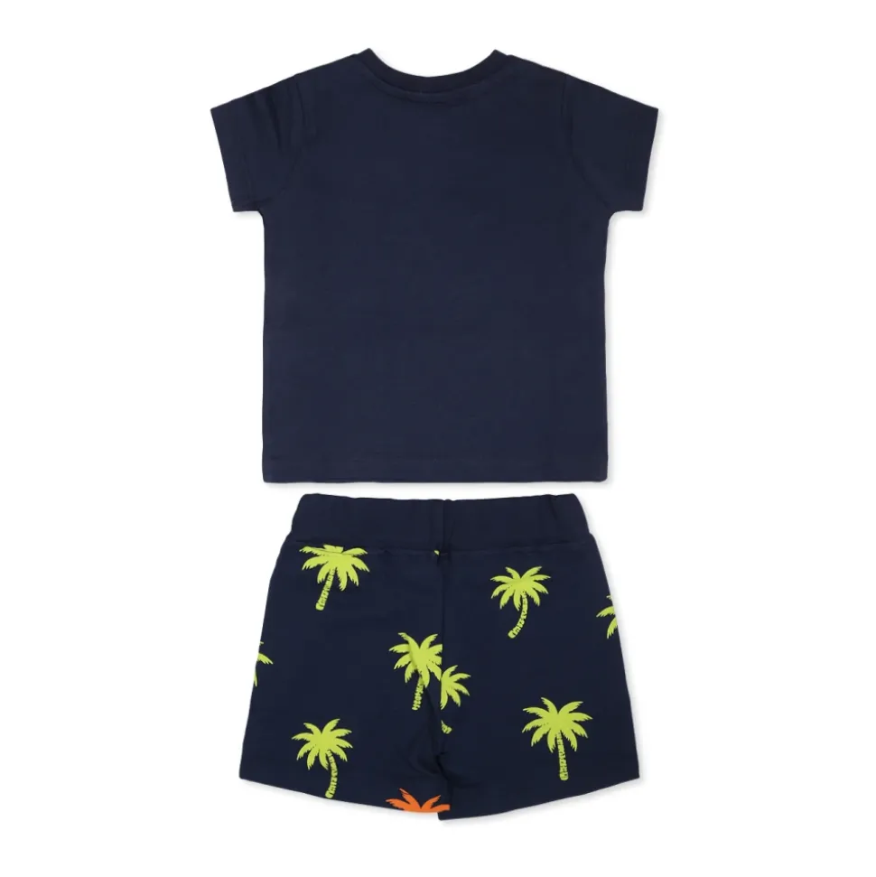 Blauw Kort Sportpak met Palmprint