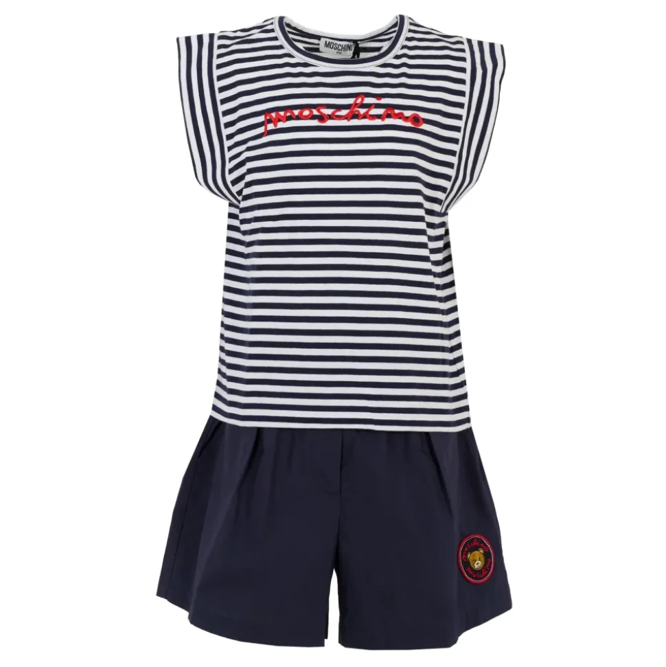 Blauw Kort Sportpak met Teddybeer