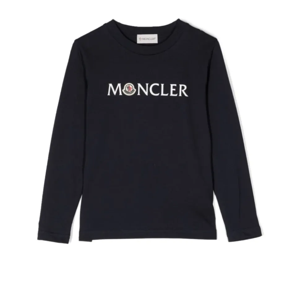 Blauw Logo Print Katoenen T-shirt