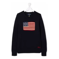Blauwe Americana Gebreide Sweater