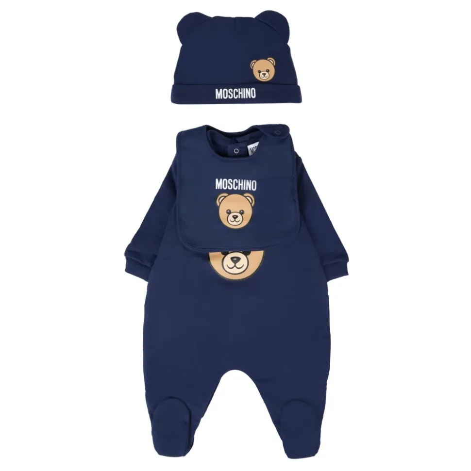 Blauwe Baby Rompers Set met Teddybeerprint