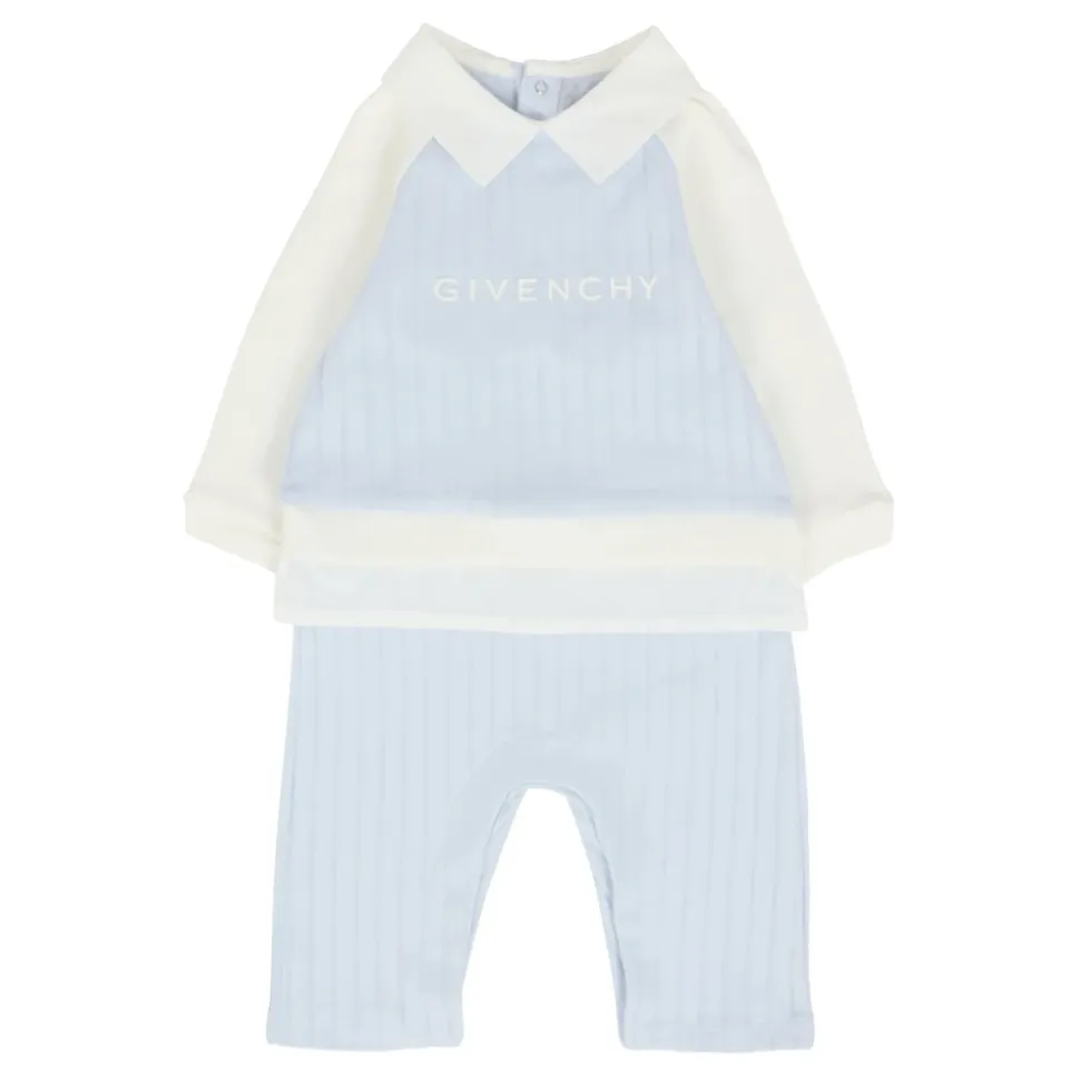 Blauwe Babypak met Witte Mouwen